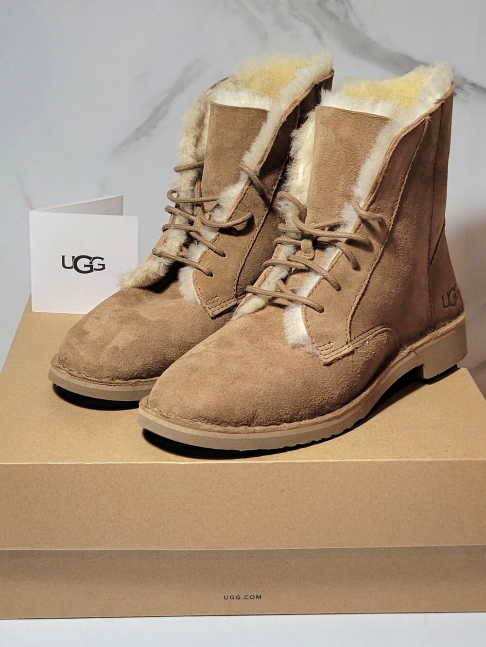 UGG Quincy Suede Boots Chestnut Womens Size 6.5 NWOT